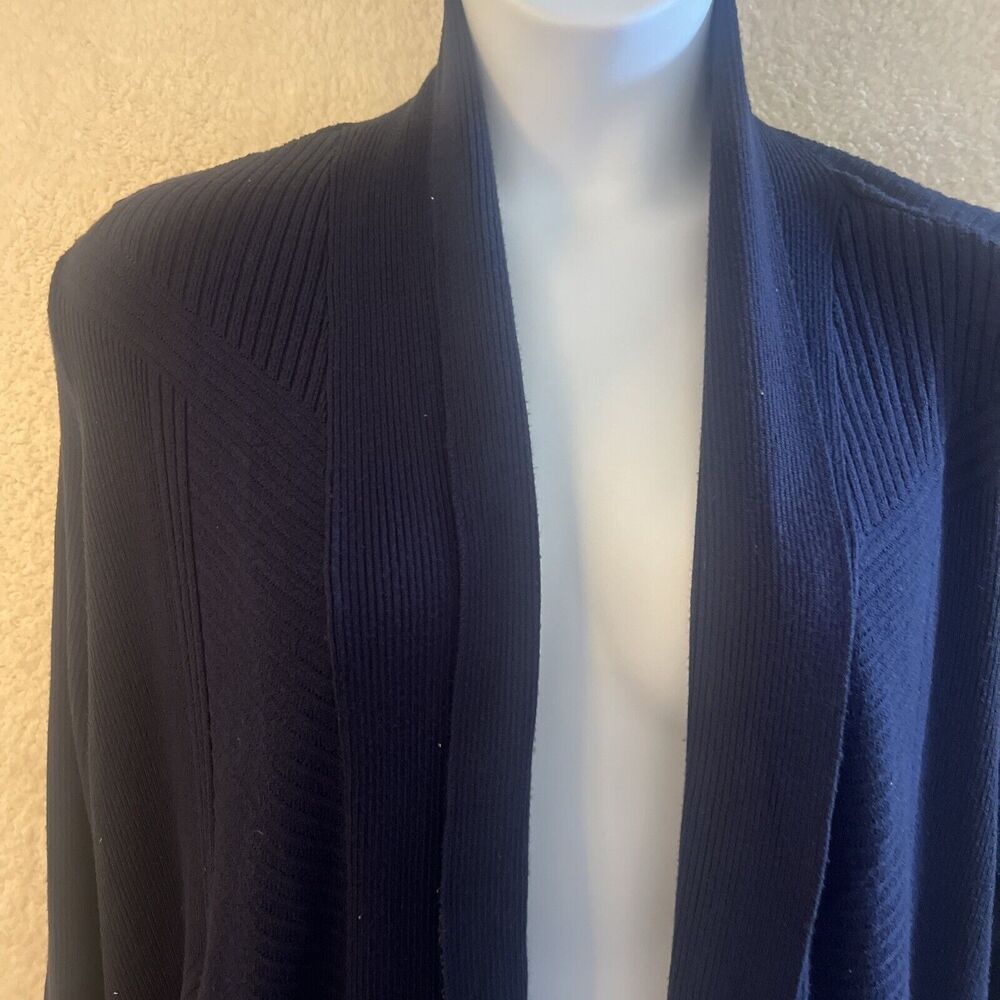 89th + Madison Gray Open Cardigan Sweater Size 1X navy blue - Picture 4 of 8